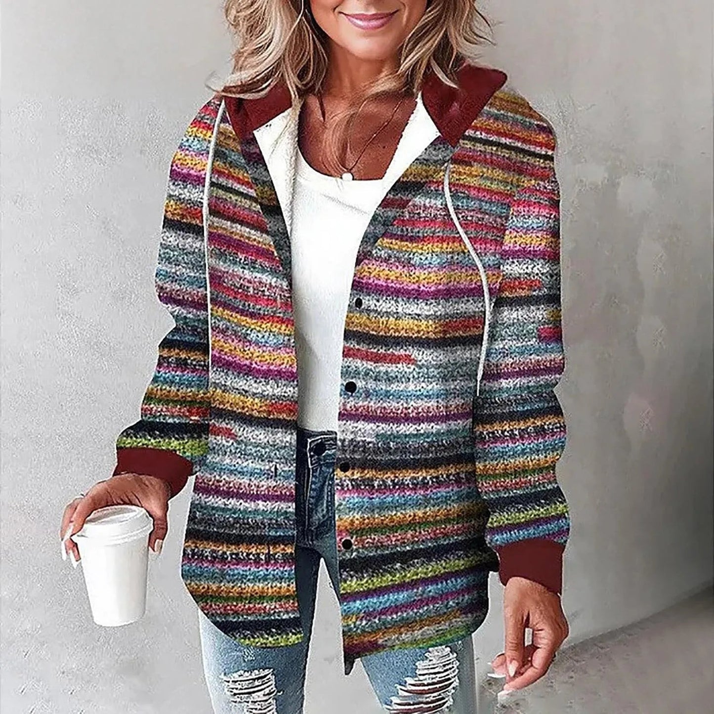 Elvanna™ | Casual Check Long-Sleeve Jacket