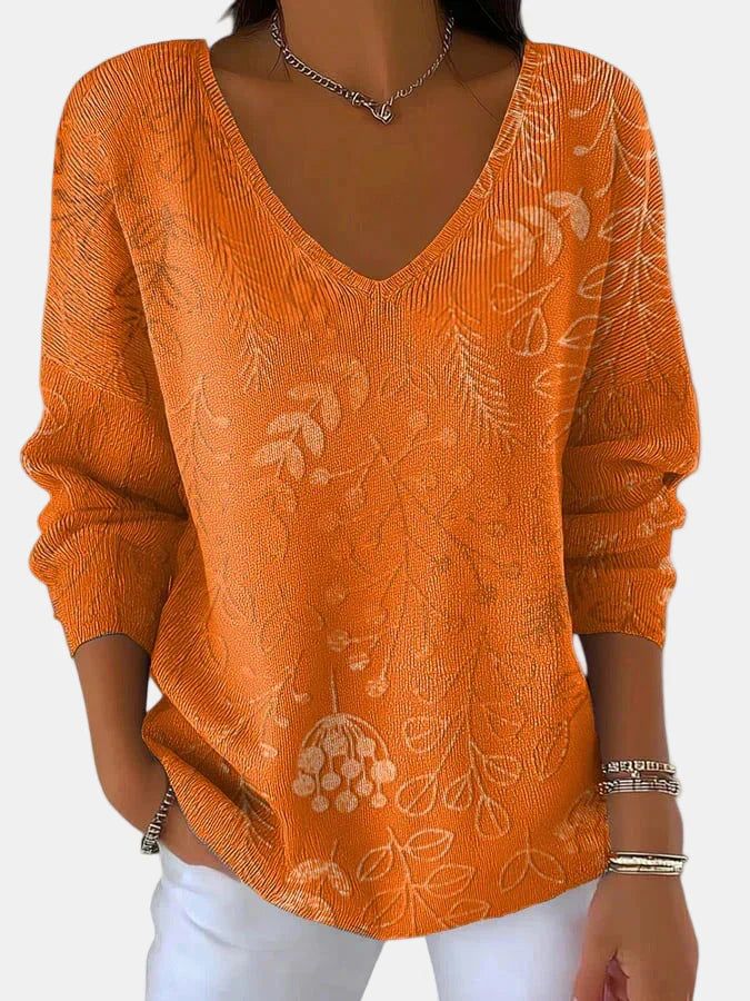 Seravine™ | Elegant V-Neck Floral Blouse