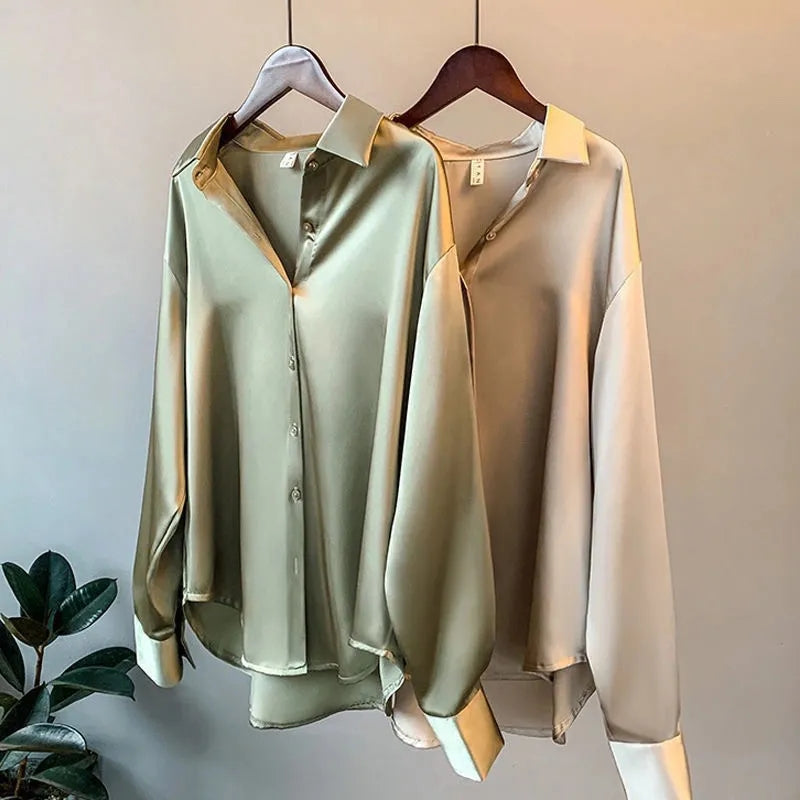Olivia | Satin Skjorte