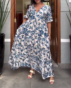 Brenda | Vestido Floral z Manga Corta