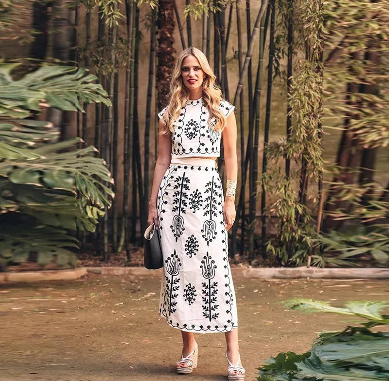 Bluma | Conjunto de blusa y falda con estampado kwiatowy