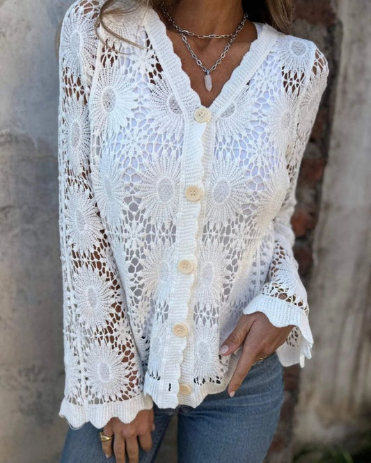 Zoraida | Cárdigan de crochet con botones y encaje