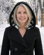 Olga | Wełniany płaszcz z kratkowanym kołnierzem