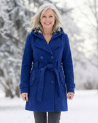 Olga | Wełniany płaszcz z kratkowanym kołnierzem