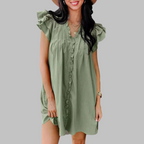 MARCELLA™ - Casual V-Neck Ruffled Midi Dress