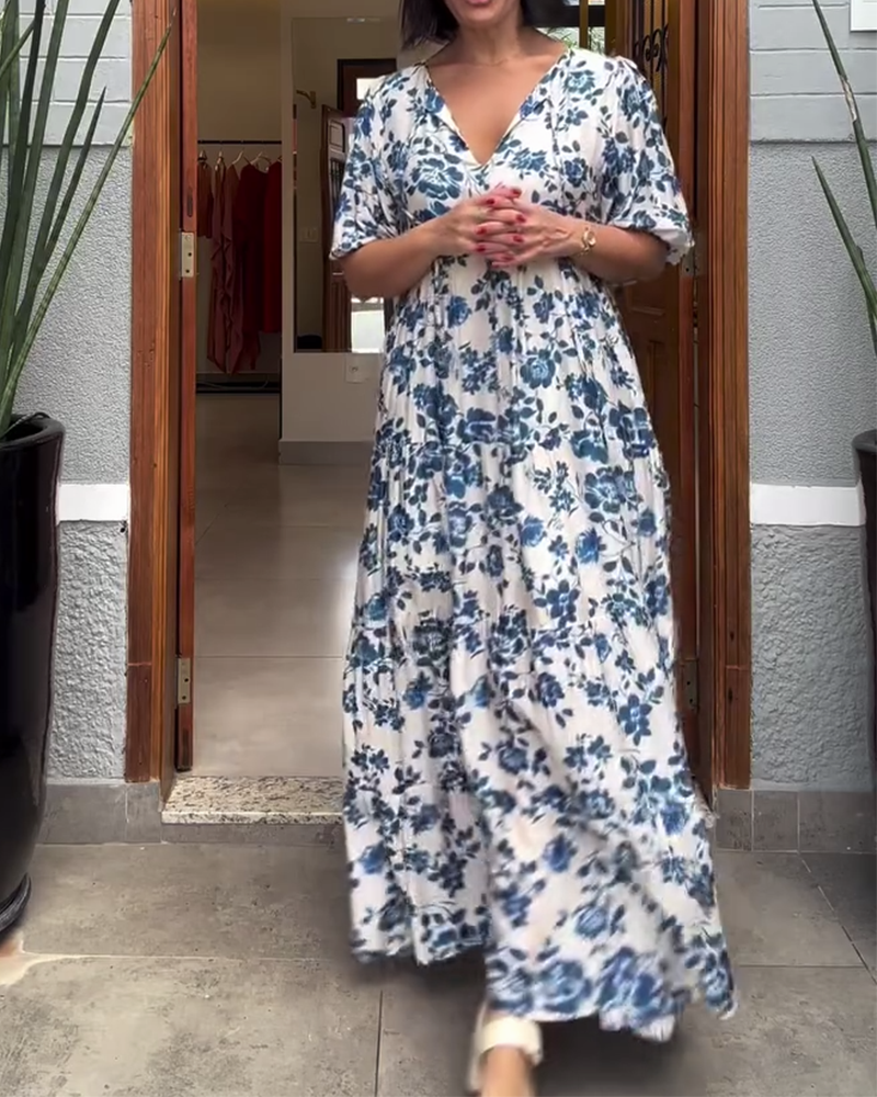 Brenda | Vestido Floral z Manga Corta