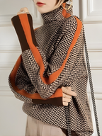 Irena™ | duży pasiasty sweter z golfem