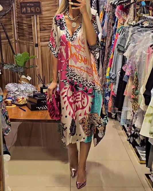 Wenna | Vestido vibrante con estampado de leopardo
