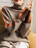 Irena™ | duży pasiasty sweter z golfem