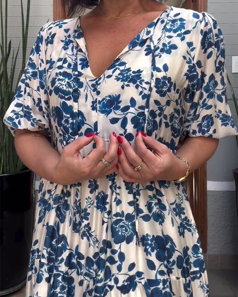 Brenda | Vestido Floral z Manga Corta