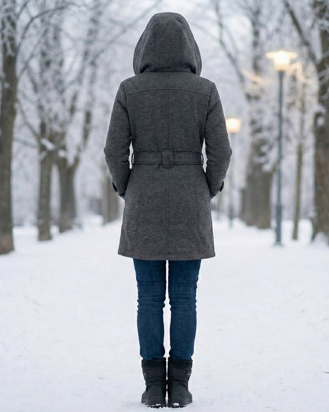 Olga | Wełniany płaszcz z kratkowanym kołnierzem