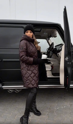 Bogna | Elegancka pikowana kurtka puchowa z bluzką