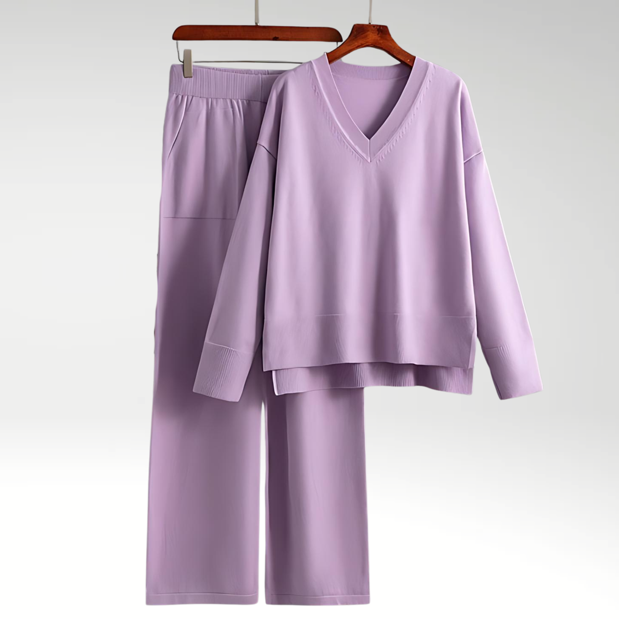 Dagmara | Zestaw Dwa Części Luxe z Dekoltem w Serek