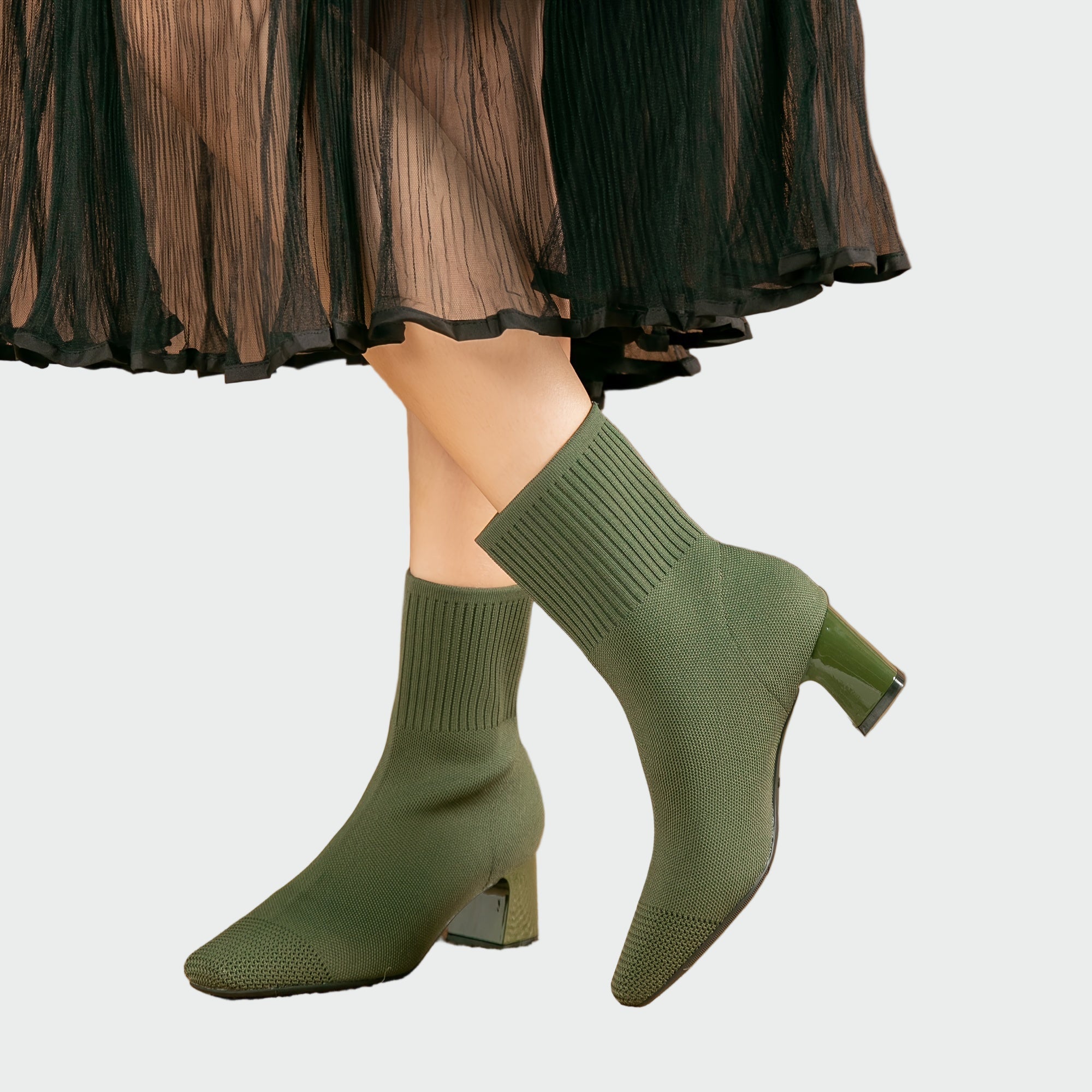 Alejandra | Botki ortopedyczne z dzianiny w odcieniach jasnobeżowych