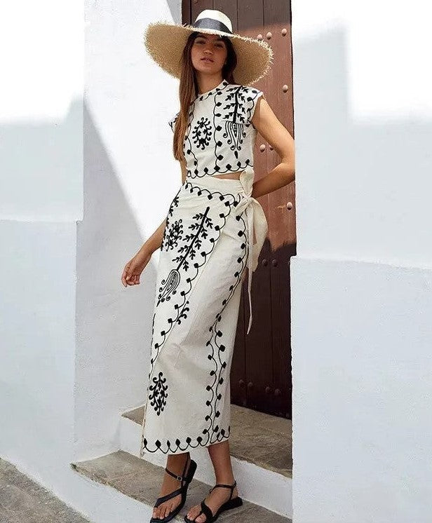 Bluma | Conjunto de blusa y falda con estampado kwiatowy