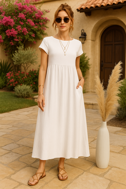 Wiktoria| Vestido ligero de algodón suave con bolsillos