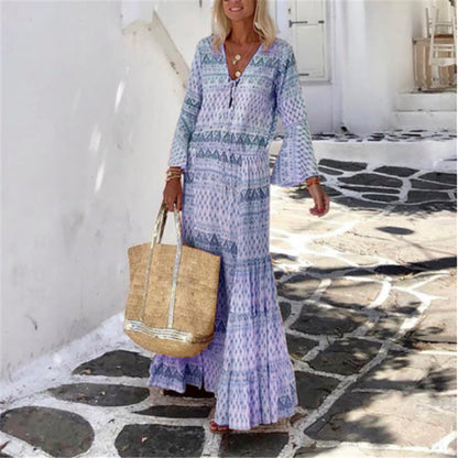 Cayetana | Vestido Bohemio con Estampado Geométrico