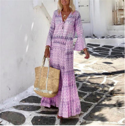 Cayetana | Vestido Bohemio con Estampado Geométrico