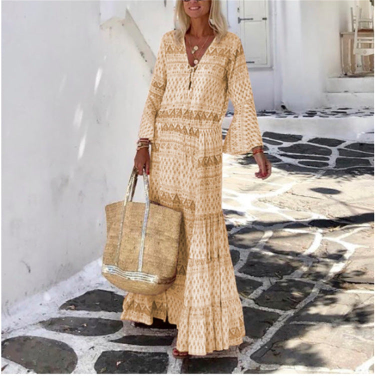 Cayetana | Vestido Bohemio con Estampado Geométrico
