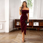 EVELINE™ - Off-Shoulder Velvet Long Dress