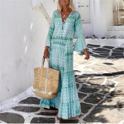 Cayetana | Vestido Bohemio con Estampado Geométrico