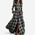 Hayden Barbara | Timeless Checkered Maxi Dress