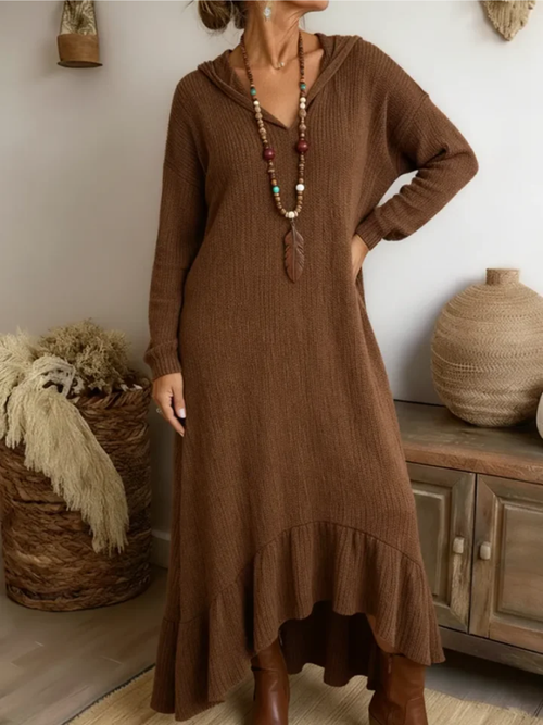 Lucyna™ | Dzianinowa sukienka z dekoltem w serek