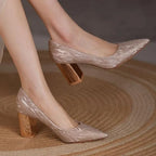 wysokie damskie czółenka na obcasie