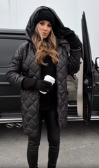 Bogna | Elegancka pikowana kurtka puchowa z bluzką