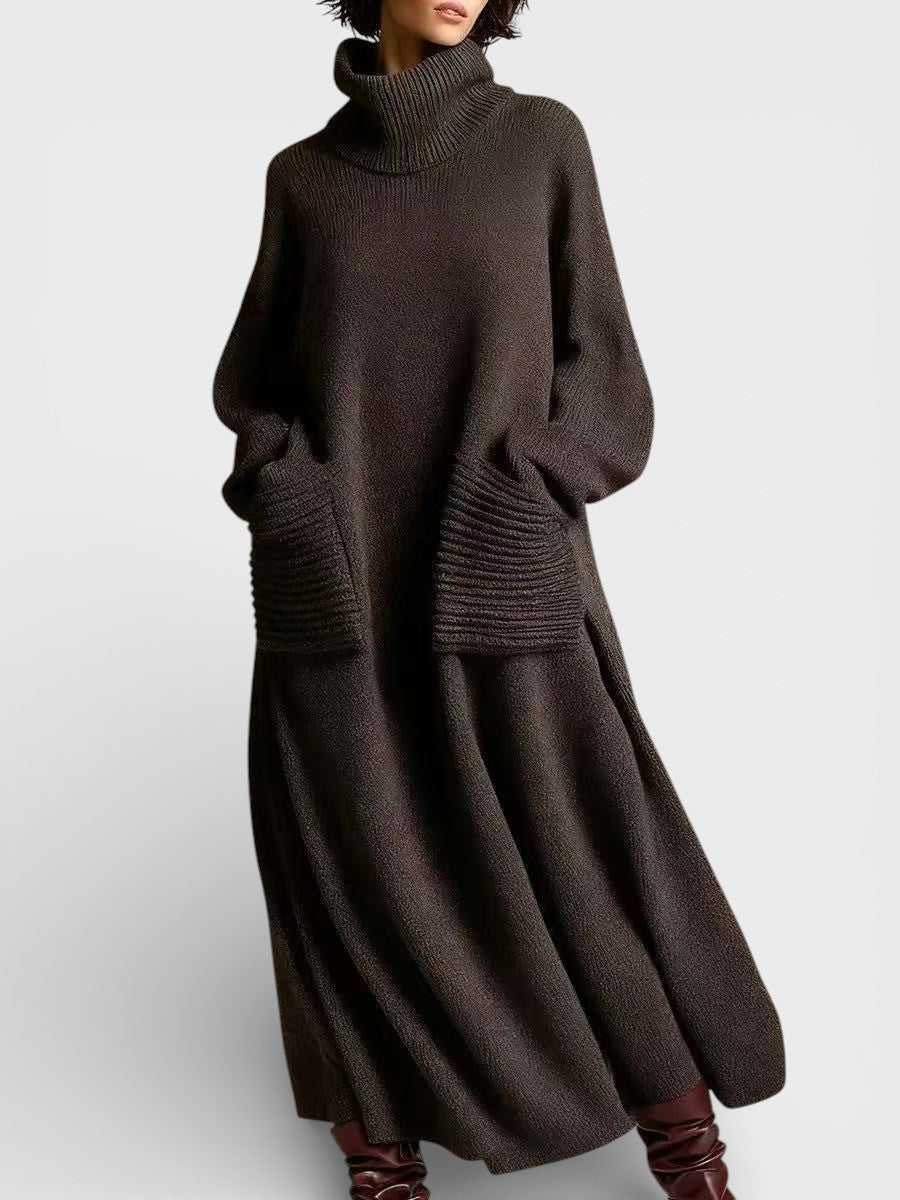Kanimira™ | Elegancka dzianinowa sukienka z wysokim kołnierzem
