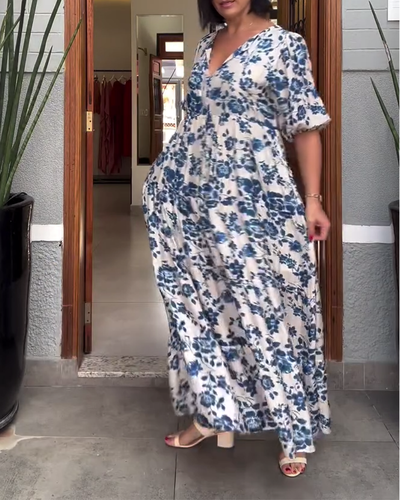 Brenda | Vestido Floral z Manga Corta