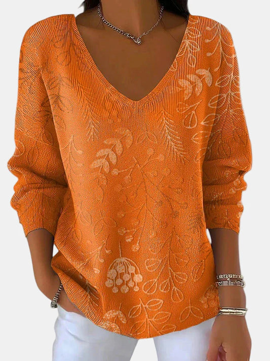 Seravine™ | Elegant V-Neck Floral Blouse