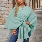 Zayna™| Draped Flowing Cape Top