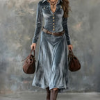 Monika™ | Nowoczesna lejąca sukienka maxi